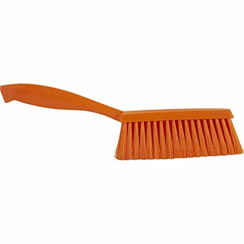 Image of Vikan 45877 Bench Cleaning Brush, Polypropylene /Polyester Soft Bristle Dustpan Brush & Sweeper With Handle, 14-Inch, Orange