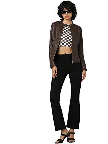 Image of ONLY Women Brown Leather Jacket