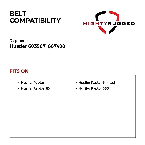 Image of MightyRugged 603907 Hustler Pump Drive Belt Replacement - 51 inch - Heavy-Duty, Durable, Cogged V-Belt for Hustler Raptor, Raptor Limited, Raptor SD, Raptor SDX Mowers - Replaces OEM Parts 607400, 603907