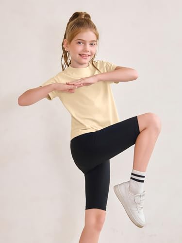 Image of Haloumoning Girls Athletic Shirts Short Sleeve Quick Dry T-Shirt Kids Summer Tee Tops 5-14Y
