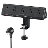 AnnTane Multicontacto Regleta Extension Electrica para Clip de Mesa, 40W Enchufe Plano Extension, 4PD 20W USB C Total...