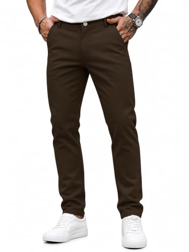 Image of HUNGSON Mens Chinos Dress Pants Slim Fit Stretch Business Casual Golf Work Slacks Trousers