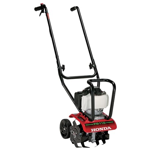 Honda FG110 Mini Tiller Cultivator, 6- to 9-Inch Tilling Width, Break New Ground or Prep Soil, Gas Engine, Adjustable Depth Bar (FG110KiAT)