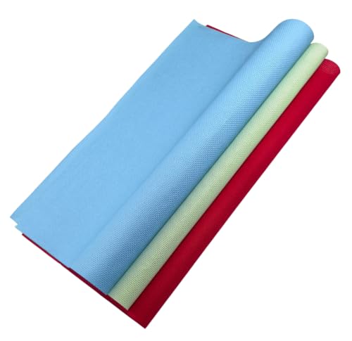 Image of KCS 3 pc of 15 inch x 18 inch(38cmx45cm) 16 Count Cross Stitch Cotton Aida Cloth Needlework Rolled Fabric Box,16CT,Light Blue+Light Green+Red