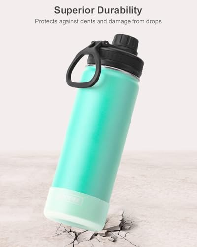 Image of koodee Insulated Water Bottle, 22 oz Stainless Steel Double Wall Vacuum Wide Mouth Sport Bottle with Leakproof Spout Lid (Teal)