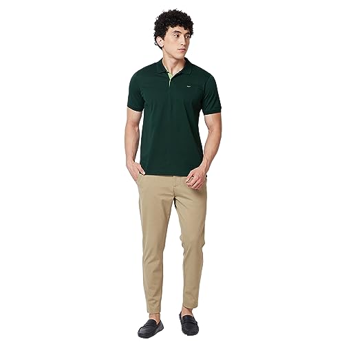 Image of Park Avenue Slim Fit Pure Cotton Print Pattern Polo Neck Casual T-Shirt
