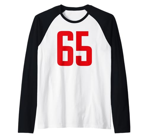 Numero 65 in su entrambi i lati Maglia con Maniche Raglan stampato rosso