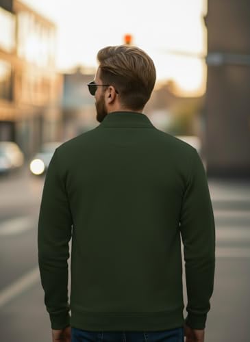 Image of Mack Jonney Men's Fleece Half-Zip High Neck Sweatshirt | Warm & Stylish Winter Wear -JM4380