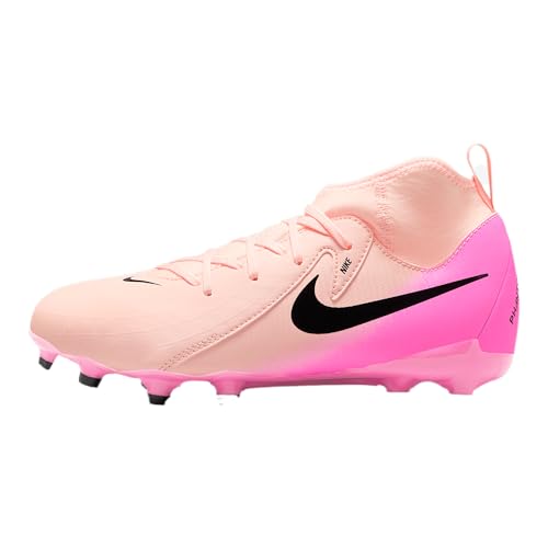 Nike Jr. Phantom Luna 2 Academy Little/Big Kids' MG Soccer Cleats (FJ2603-800, Crimson Tint/Pink Blast/Black)