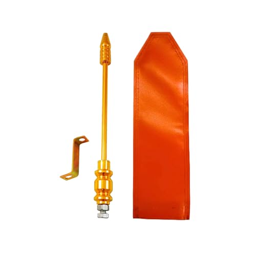 Golden Car Flag Rod with Bracket and Cover (Golden) for All Car Models/Judgement Rod/Corner Rod (Orange)