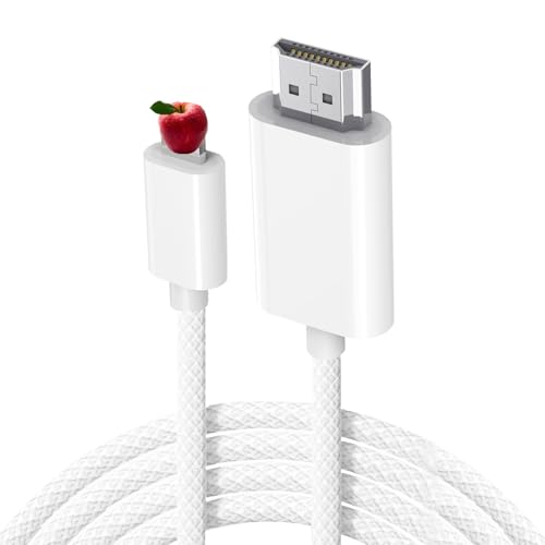 AISONK Lightning-auf-HDMI-Kabel, 2 m, geflochtener Draht, 1080p, 60 Hz, Lightning-auf-HDMI-Adapter, Ersatz für iPhone auf TV-Adapter, Bildschirmspiegelung, Splitt-Kabel für...