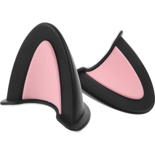 NUOBESTY 3 Pares de Orejas de Gato para Casco de Moto Accesorios Decorativos ABS Resistentes Colores Negro y Rosa Diseño Creativo y Divertido Compatibles Cascos de Moto y Scooter