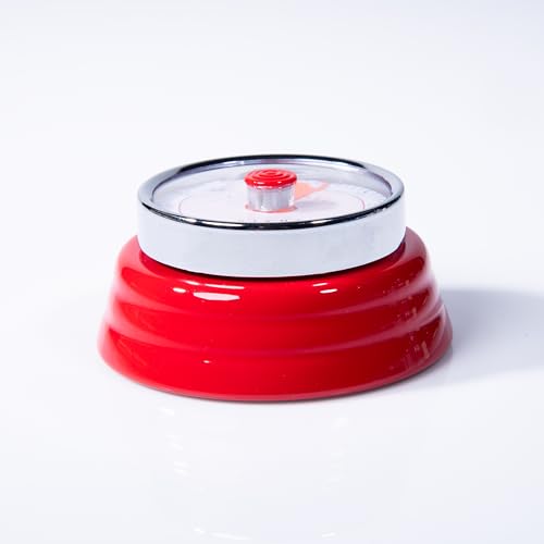 Image of Gibox Round Retro Kitchen Timer for Cooking (Red) Stainless Steel Magnetic Bottom Mechanical Loud Alarm, 60 Min Count Stopwatch for Time Management Analogue Clock Reminder for Various Activity