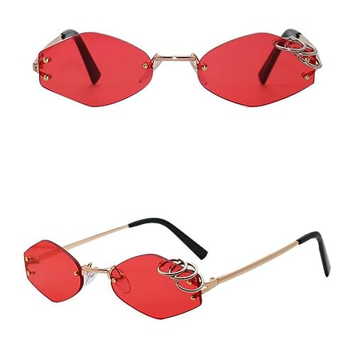 Lunettes de soleil sans monture pour hommes et femmes style rétro punk anneaux de fer uniques