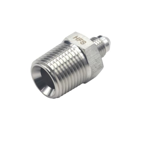 Image of HFS(R) 1 /2 inch NPT Male to 1 /4 inch JIC Male Adapter Flared Tube Fitting Pipe Connector Stainless Steel 304