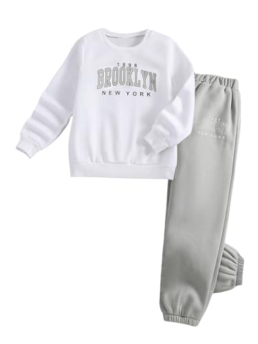 Image of Milumia Cute Clothes for Girls 2 Piece Sweatsuit Outfits Sweatshirt and Sweatpants Sweat Set Tracksuit