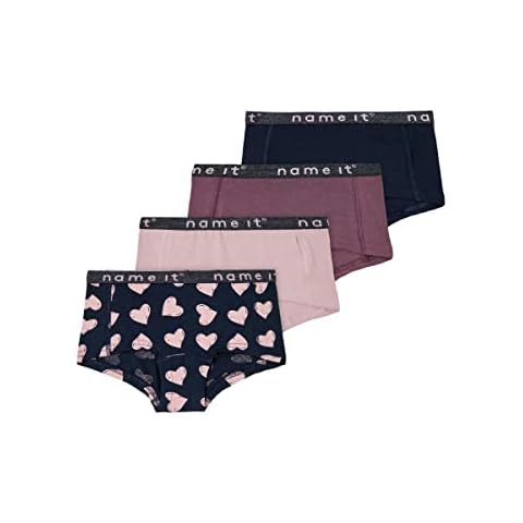 NAME IT Mädchen Nkfhipster 4p Dark Heart Noos Unterhose, Dark Sapphire, 146-152 EU Cover