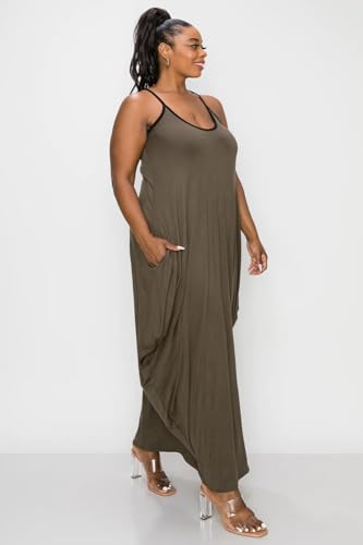 Image of BFFBABY Women's Casual Maxi Dress Sleeveless Tie Dye Spaghetti Strap Summer Plus Size Swing Sundress with Pockets