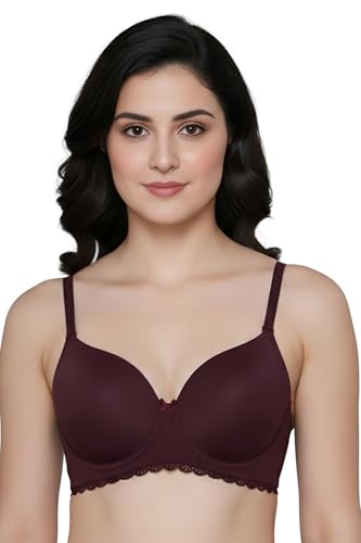 Image of Zivame Padded Plunge Wired Medium Coverage Tshirt Bra-Silver Bullet
