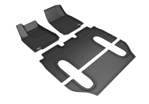 3D MAXpider Custom Fit Kagu Floor Mat (Black) Compatible with Tesla Model X Non-folding 6-Seat 2016-2021 - Full Set
