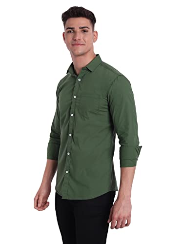 Image of Majestic Man Solid Slim Fit Casual Shirt for Men