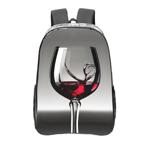 Sac à dos transparent avec poches multiples et motif verre à vin pour sport et travail