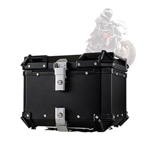 Leeberty Motorbike Luggage Top Box 36-100 Litre, Universal Fit, Aluminum Motorcycle Luggage, With Security Lock For Store Helmet Large Luggage 12