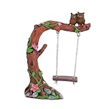 KiBcsLic Figura de Silla Colgante con Forma de Pareja de búhos en un de Flores, decoración en Miniatura para jardín de Hadas, micropaisaje Artesanal para