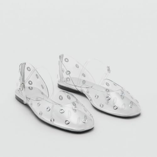 Transparent Ballet Flats for Women Round Toe Ballerina Comfortable Mary Jane Shoes with Buckle Strap2