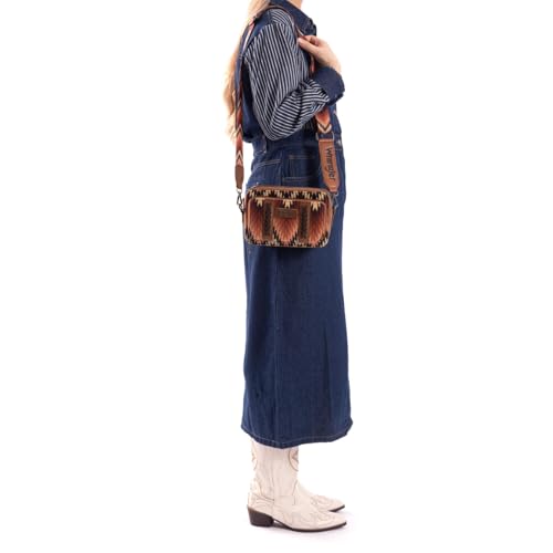 Image of Wrangler Aztec Crossbody Bag for Women Multi Pocket Shoulder Bag Boho Cross Body Wallet Purse