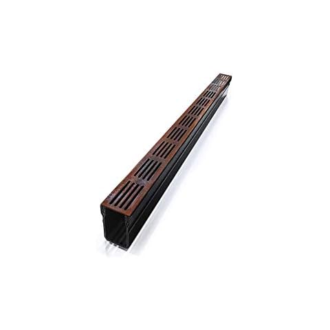 AluSthetic PVC Threshold Channel Drain With CorTen Steel Grating 1m Length (5) Cover