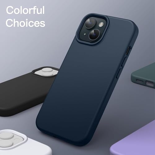 Image of DIZORO Protective Case Compatible for iPhone 15 Case 6.1, Slim Liquid Silicone 3 Layers Full Covered Soft Gel Rubber Phone Case Protective Cover 6.1 Inch (Blue)