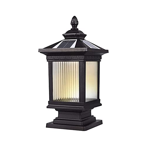 HEBXMF Retro-Solar-Säulenleuchten, wasserdichte IP65-Pfeilerlampe für den Außenbereich, Hof-Villa-Pfostenleuchte, LED-Sockelleuchte,...