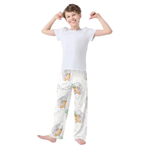 Rabbit Carrot Boys Pants Boys Athletic Pants Long Pant for Boywith Pockets Wide-Leg Size 6-14Y3