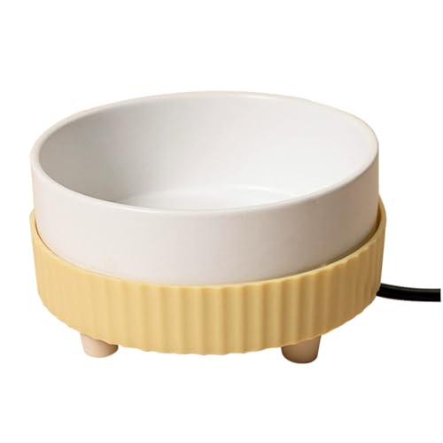 Lawnrden Heated Water Bowl for Dogs, Heated Dog Bowl, 350ML Water for Dogs, Pet Provide Drinkable in Winter, Thermal for Dog Cat Rabbit Chicken Duck Squirrel Yellow Base