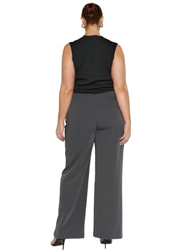 Image of Elendra Cotton Blend Wide Leg Pants for Women | HIGH Waist Formal Baggy Pants