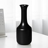 Wancetang Black Ceramic Vase for Pampas Grass, 11 Inch Modern Flower Vase, Minimalist Boho Vase for Home Decor, Kitchen, Bedroom, Office, Living Room, Bathroom, Shelf Centerpiece Table Decor