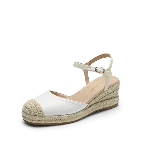 DREAM PAIRS Women's Wedge Sandals, Closed Toe Espadrilles Platform Wedge Heels with Adjustable Ankle Straps and Comfortable Cushion Insoles