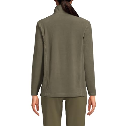 Lands' End Womens Quarter Zip Fleece Pullover Forest Moss Tall Large2