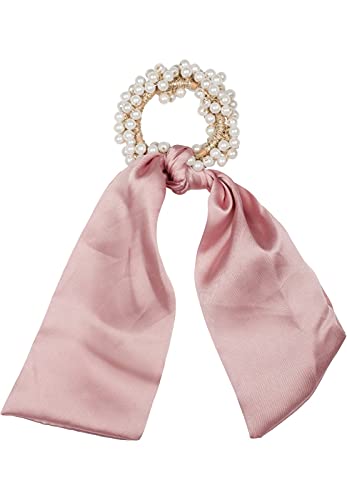 styleBREAKER Donna cerchietto di perline con fiocco di raso, elastico, Scrunchie, treccia, nastro di raso, fascia per capelli 04027037, colore:Rosa antico vecchio