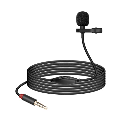 GELRHONR 3.5mm Lavalier Microphone, 3.5mm(1/8') TRRS Plug Invisible Lapel Microphone Wired for...