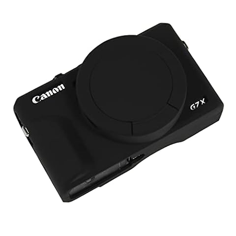 Easy Hood Etui na aparat dla Canon G7 X Mark III G7X3, miękka silikonowa osłona ochronna, lekka, ze zdejmowaną osłoną obiektywu, Czarny (oznaczenie przycisków)