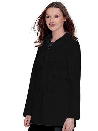 Landau 3012 Women's Trench Style Lab Coat Black X-Small