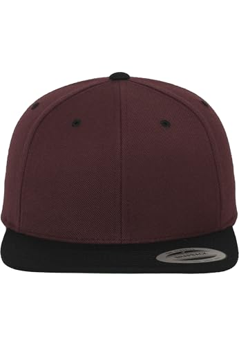 Flexfit Classic Snapback 2-tone, Gorra Elegante De Béisbol Con Forma Y Material Mezcla Lana Hombre, Multicolor (maroon/blk), Talla Única