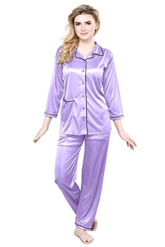 Image of TIGYWIGY Women's Satin Plain /Solid Top and Pyjama Set Pack of 1