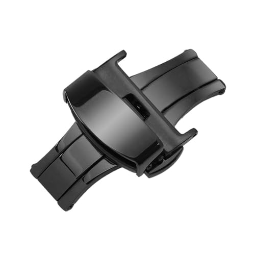 Boucle déployante 22mm noire automatique à double clic pour bracelet de montre