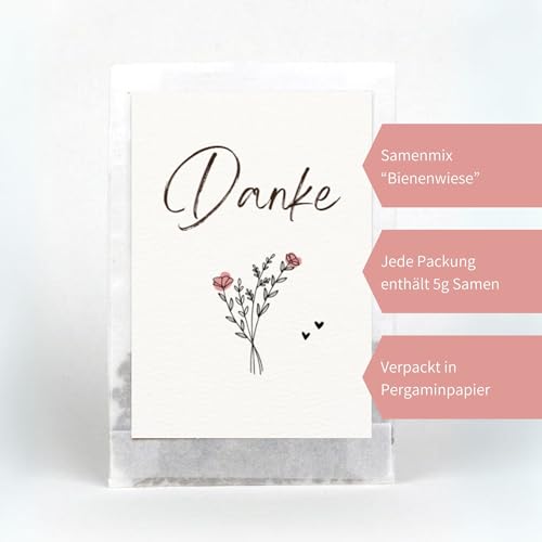 Briefzauber Blumensamen Danke - 20 Stück | Dankeschön Geschenke/Abschiedsgeschenk | Kleinigkeit für Kollegen, Kindergarten, Freunde, Gäste, Kindergeburtstag (20 Stück - Danke Blumen)