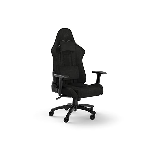 Corsair TC100 Relaxed Gaming Chair – Fabric – Racing-Inspired Design – Lumbar Pillow – Detachable Memory Foam Neck Pillow – Adjustable Seat Height – Adjustable Armrests – Black