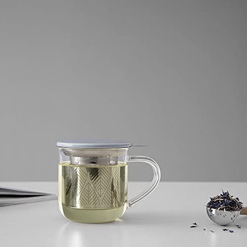 Taza de vidrio con infusor y tapa 14 oz Hazy Blue miniatura 6