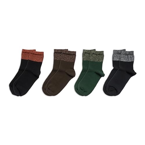 Image of RAFRAY Women's Glitter Socks Quarter Length, Premium Ankle Socks With Gift Box, 4 Pairs, Size US W: 5-9.5 / EU: 36-40